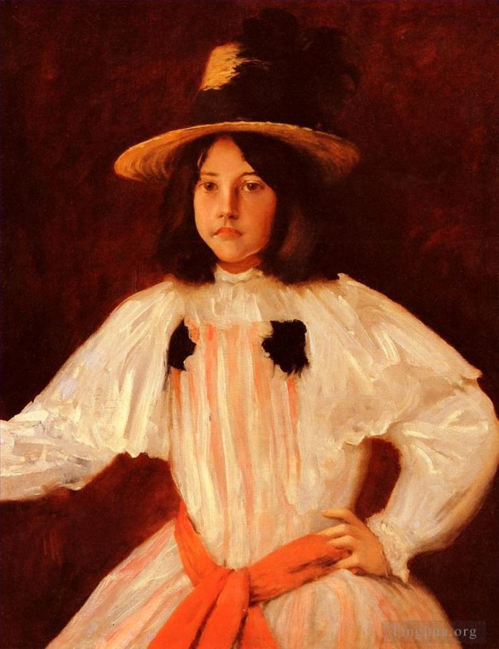威廉·梅里特·切斯 的油画作品 -  《红色腰带》
