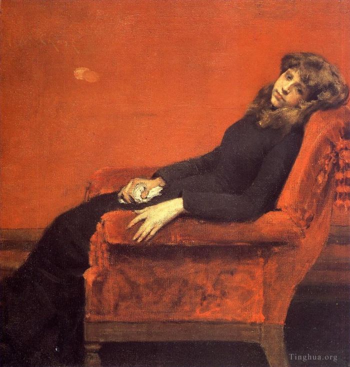 威廉·梅里特·切斯 的油画作品 -  《一个年轻女孩的孤儿研究又名《她的安逸》》