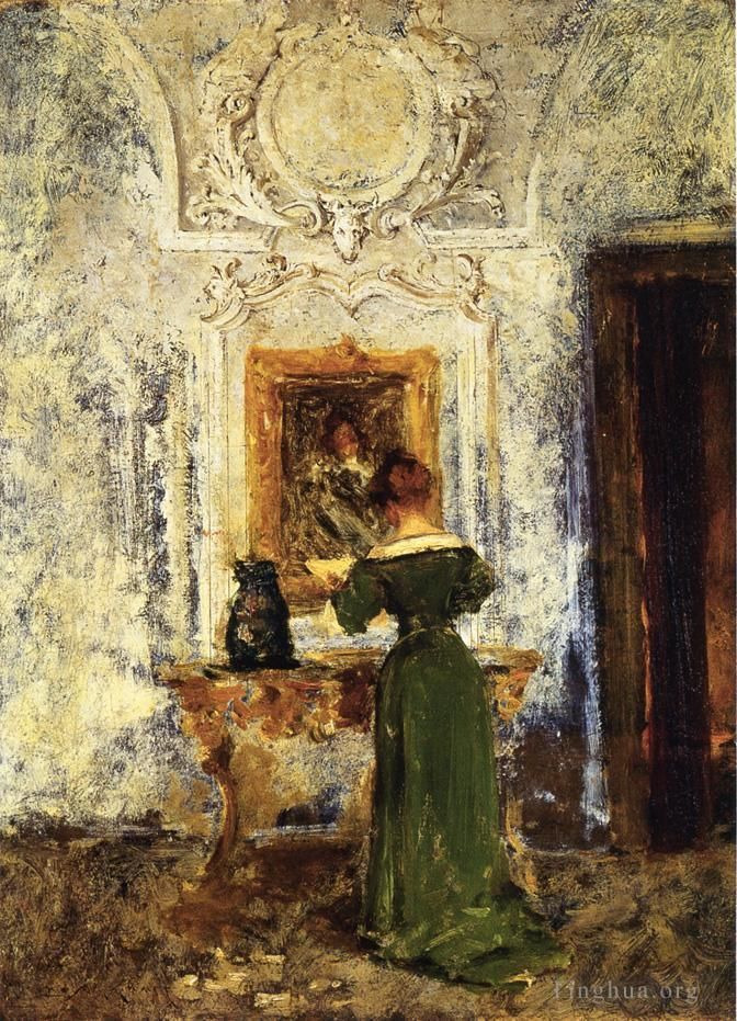 威廉·梅里特·切斯 的油画作品 -  《绿衣女子又名绿衣女士》