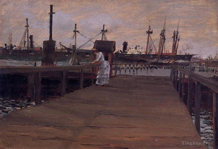 威廉·梅里特·切斯 的油画作品 -  《码头上的女人》