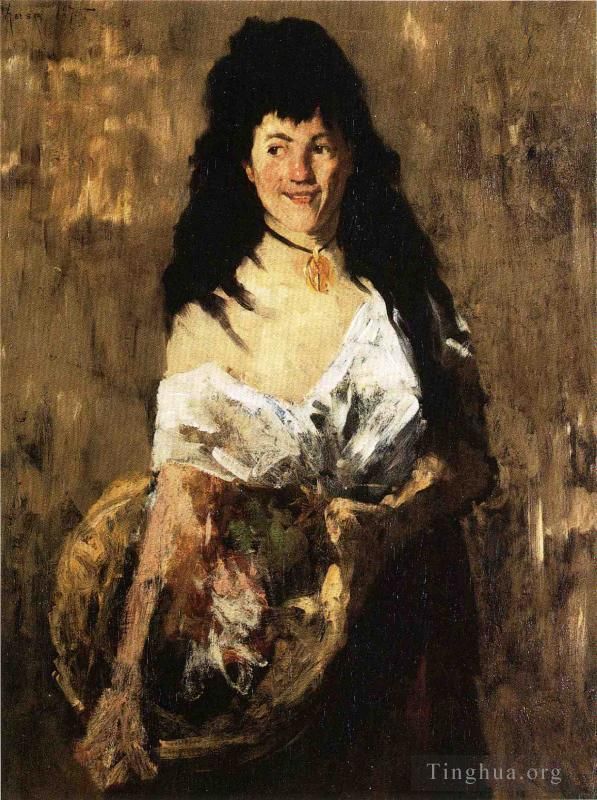 威廉·梅里特·切斯 的油画作品 -  《提着篮子的女人》