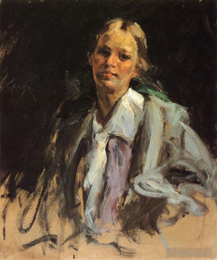 威廉·梅里特·切斯 的油画作品 -  《年轻女孩》