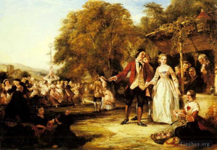 威廉·鲍威尔·弗里思 的油画作品 -  《五一节庆祝活动》