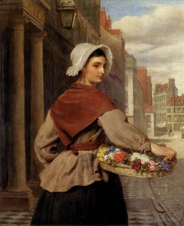 威廉·鲍威尔·弗里思 的油画作品 -  《卖花人》