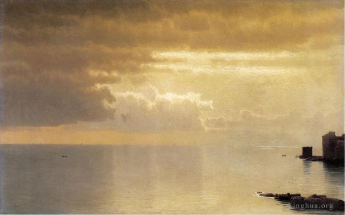 威廉·斯坦利·哈兹尔廷 的油画作品 -  《平静的海面,Mentone》