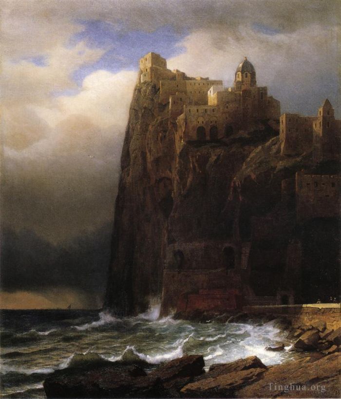 威廉·斯坦利·哈兹尔廷 的油画作品 -  《沿海悬崖又名伊斯基亚》
