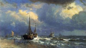 艺术家威廉·斯坦利·哈兹尔廷作品《荷兰海岸》