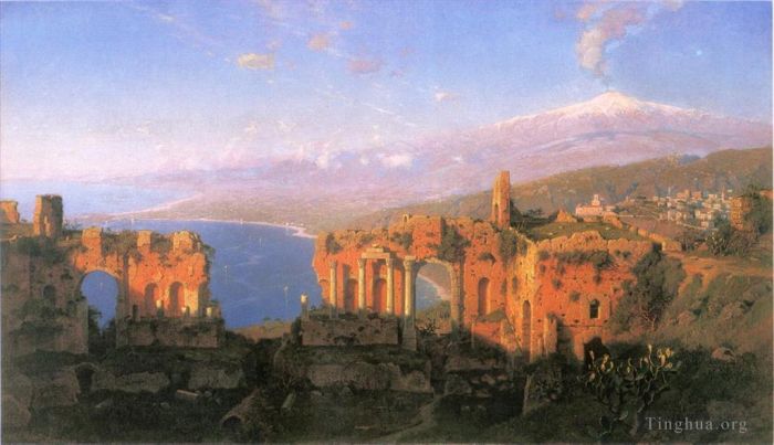 威廉·斯坦利·哈兹尔廷 的油画作品 -  《陶尔米纳希腊剧院》