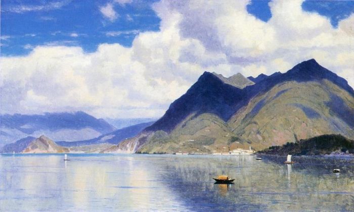 威廉·斯坦利·哈兹尔廷 的油画作品 -  《马焦雷湖2》