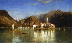 艺术家威廉·斯坦利·哈兹尔廷作品《马焦雷湖》