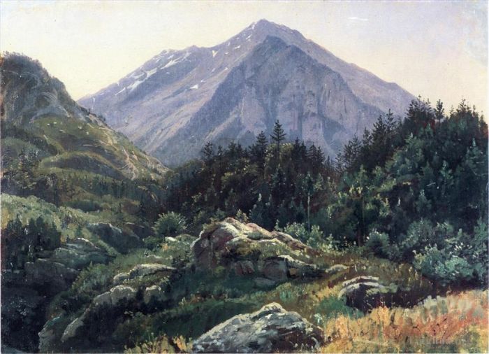 威廉·斯坦利·哈兹尔廷 的油画作品 -  《瑞士山景》