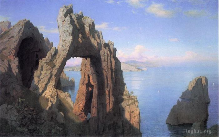 威廉·斯坦利·哈兹尔廷 的油画作品 -  《卡普里岛的天然拱门》