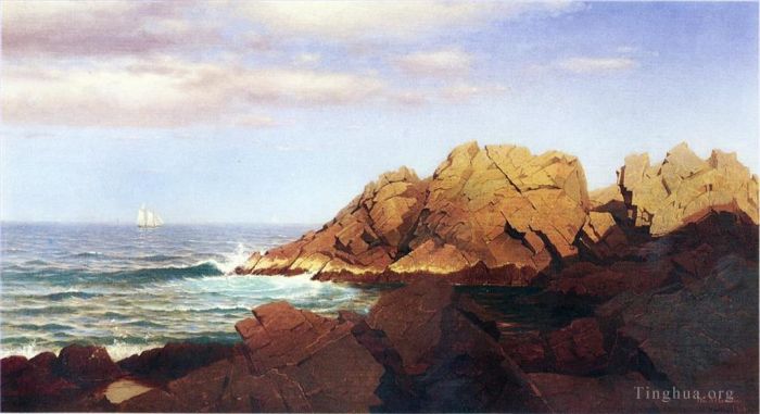 威廉·斯坦利·哈兹尔廷 的油画作品 -  《纳汉特的岩石》