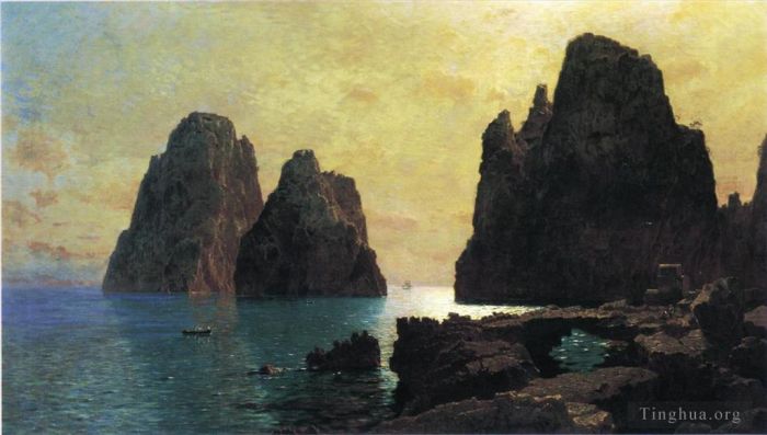 威廉·斯坦利·哈兹尔廷 的油画作品 -  《法拉廖尼岩石》