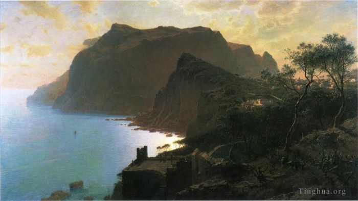 威廉·斯坦利·哈兹尔廷 的油画作品 -  《来自卡普里岛的大海》