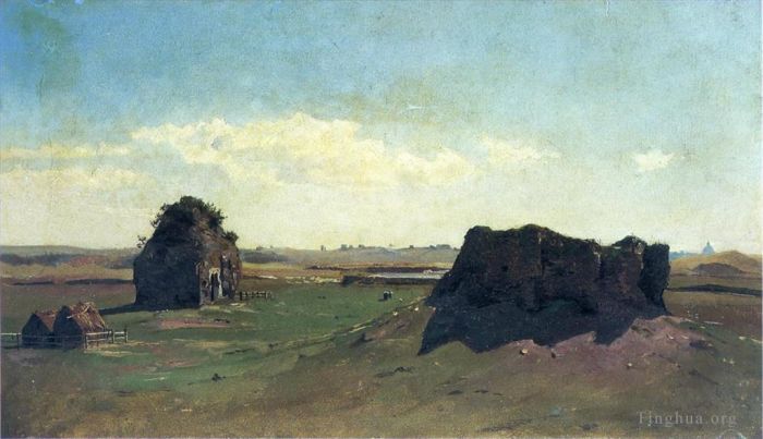 威廉·斯坦利·哈兹尔廷 的油画作品 -  《罗马平原斯基亚维塔》