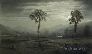艺术家威廉·特罗斯特·理查兹作品《新罕布什尔州拉斐特山月光》