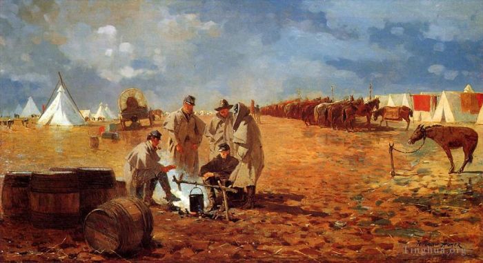 温斯洛·霍默 的油画作品 -  《约克镇附近营地的雨天》