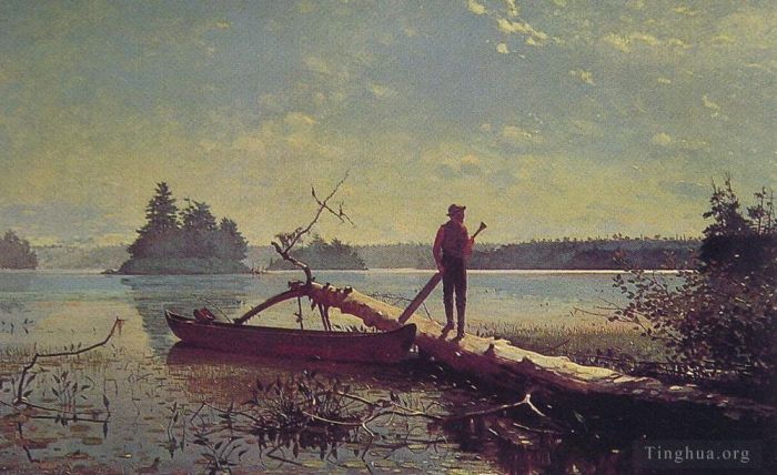 温斯洛·霍默 的油画作品 -  《阿迪朗达克湖》