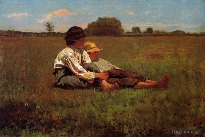 温斯洛·霍默 的油画作品 -  《牧场里的男孩》