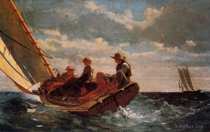 温斯洛·霍默 的油画作品 -  《微风徐来又名顺风》
