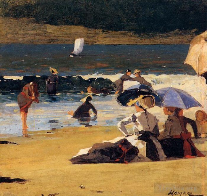 温斯洛·霍默 的油画作品 -  《在岸边》