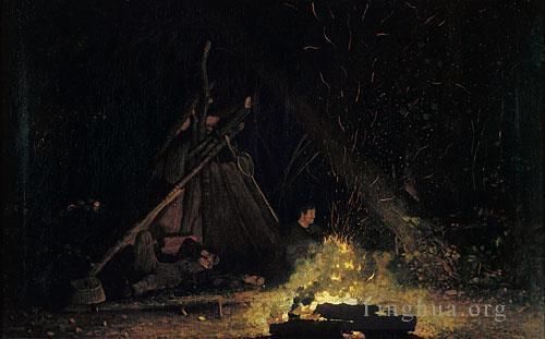 温斯洛·霍默 的油画作品 -  《营火》