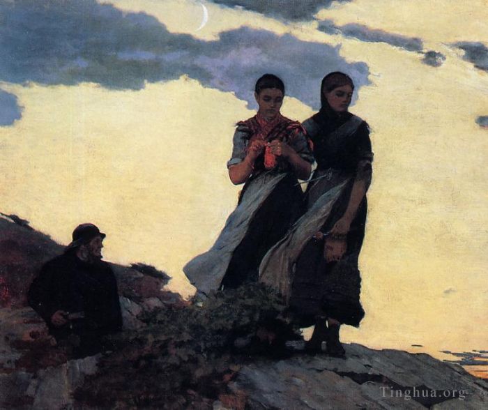 温斯洛·霍默 的油画作品 -  《傍晚又名水手们请注意》