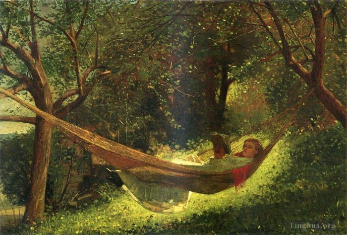 温斯洛·霍默 的油画作品 -  《吊床上的女孩》