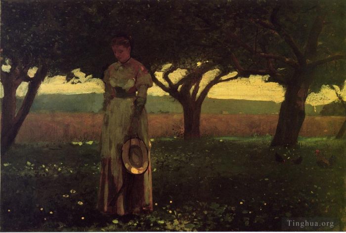 温斯洛·霍默 的油画作品 -  《果园里的女孩》