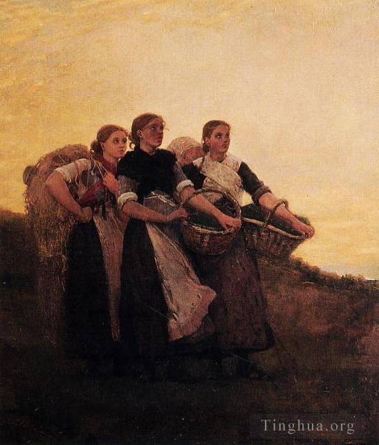 温斯洛·霍默 的油画作品 -  《听云雀》