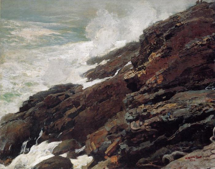 温斯洛·霍默 的油画作品 -  《缅因州高崖海岸》