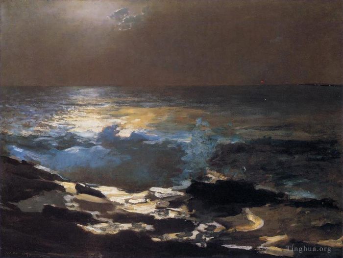 温斯洛·霍默 的油画作品 -  《月光木岛灯》