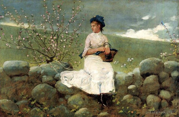 温斯洛·霍默 的油画作品 -  《桃花》