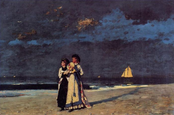 温斯洛·霍默 的油画作品 -  《海滩长廊》
