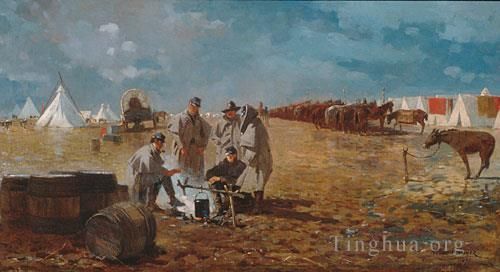 温斯洛·霍默 的油画作品 -  《营地的雨天》