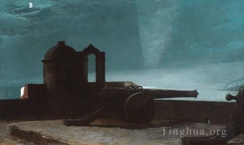 温斯洛·霍默 的油画作品 -  《港口入口处的探照灯》