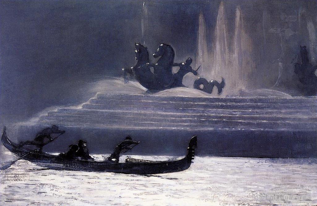 温斯洛·霍默作品《哥伦比亚夜世界博览会上的喷泉》