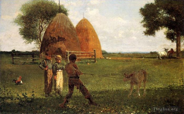温斯洛·霍默 的油画作品 -  《犊牛断奶》