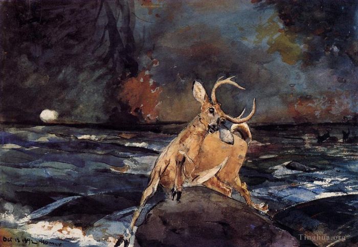 温斯洛·霍默 的各类绘画作品 -  《阿迪朗达克山脉的好镜头》