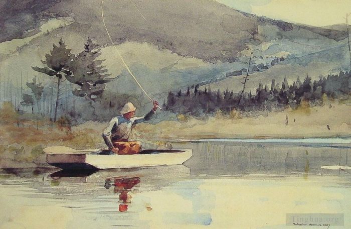 温斯洛·霍默 的各类绘画作品 -  《阳光明媚的日子里安静的泳池》