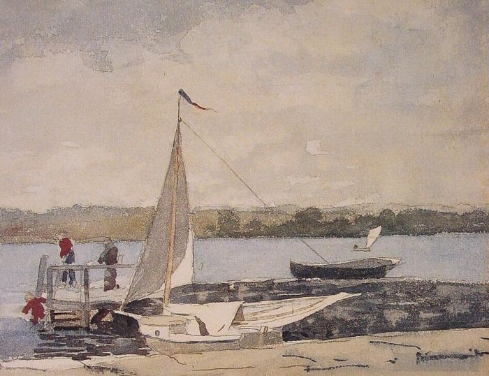 温斯洛·霍默 的各类绘画作品 -  《格洛斯特码头的单桅帆船》