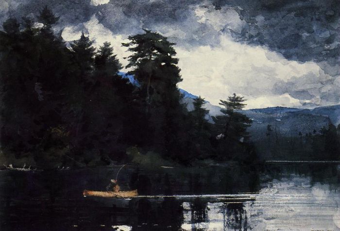 温斯洛·霍默 的各类绘画作品 -  《阿迪朗达克湖》