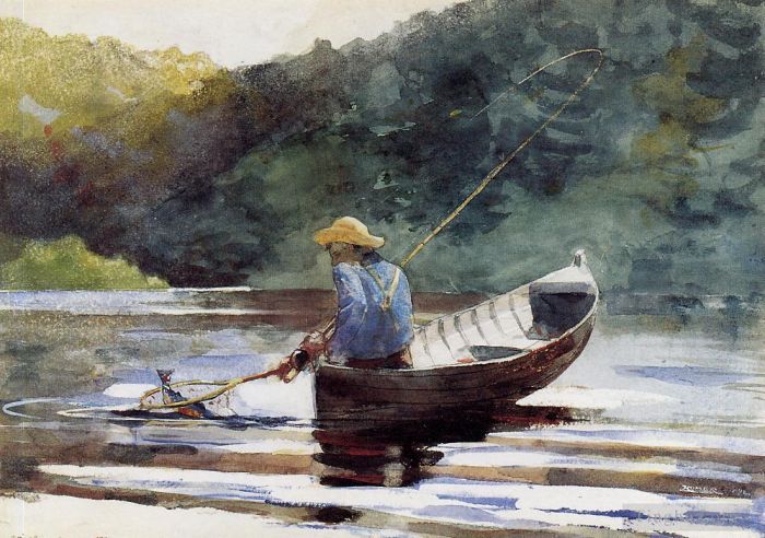 温斯洛·霍默 的各类绘画作品 -  《男孩钓鱼》