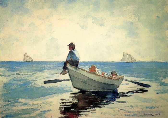 温斯洛·霍默 的各类绘画作品 -  《多莉船上的男孩2》