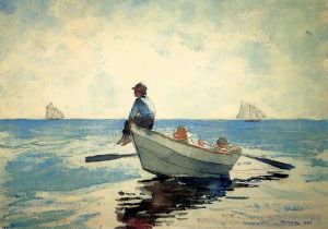 艺术家温斯洛·霍默作品《多莉船上的男孩2》