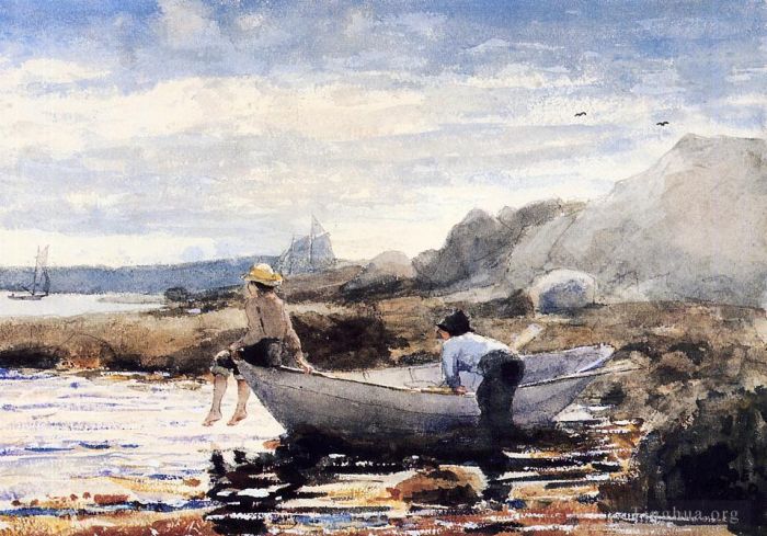 温斯洛·霍默 的各类绘画作品 -  《多莉船上的男孩》