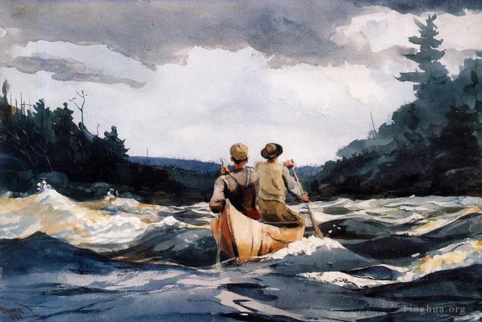 温斯洛·霍默 的各类绘画作品 -  《急流中的独木舟》
