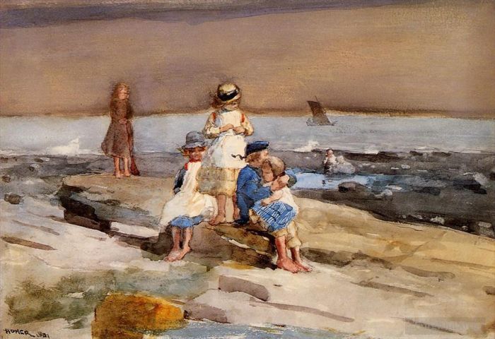 温斯洛·霍默 的各类绘画作品 -  《海滩上的孩子们》