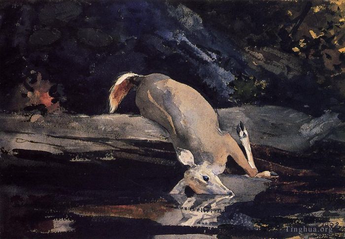 温斯洛·霍默 的各类绘画作品 -  《堕落的鹿》